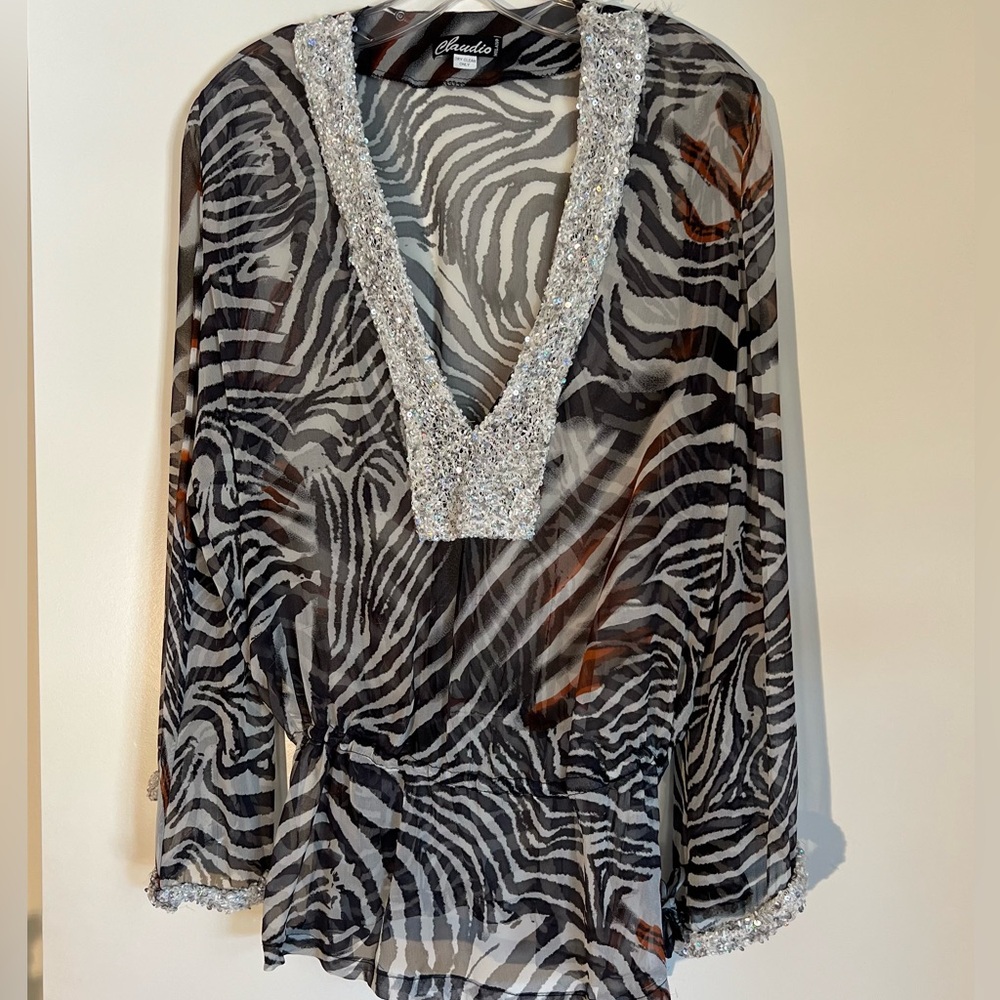 Claudio Milano sheer zebra top